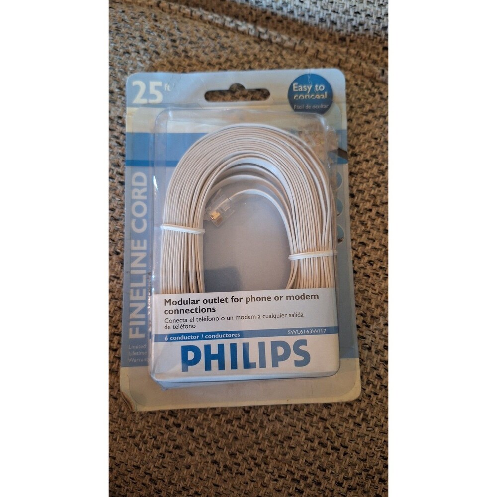 Philips SWL6160W/17 25-feet Phone‎ Line Cord, White